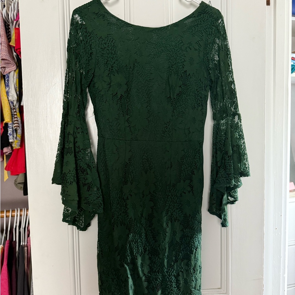 Lulu's Forest Green Lace Long Sleeve Dress